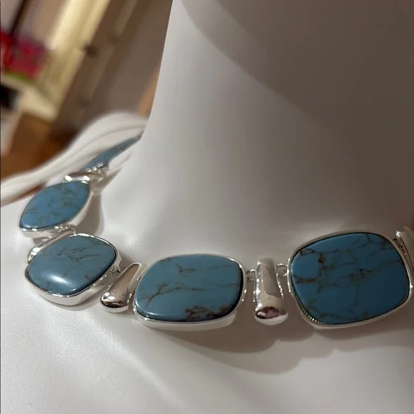 Lauren Ralph Lauren Silver Necklace with Blue Stones - Picture 8 of 11